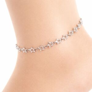 Silver Star Link Classic Anklet – Women Celestial Ankle Bracelet Fashion Jewelry
